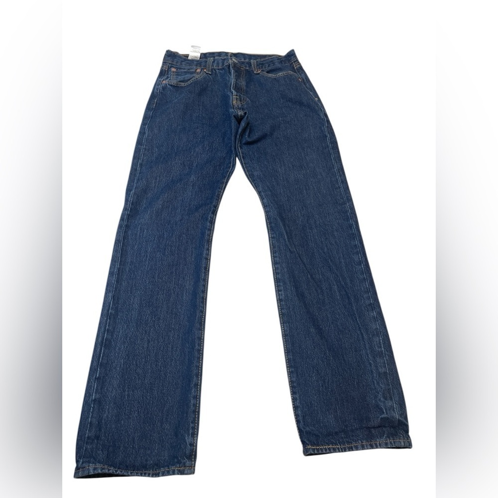 Levi’s 501 Button Fly Dark Wash Straight Denim Blue Jeans Men’s Size 30” Waist